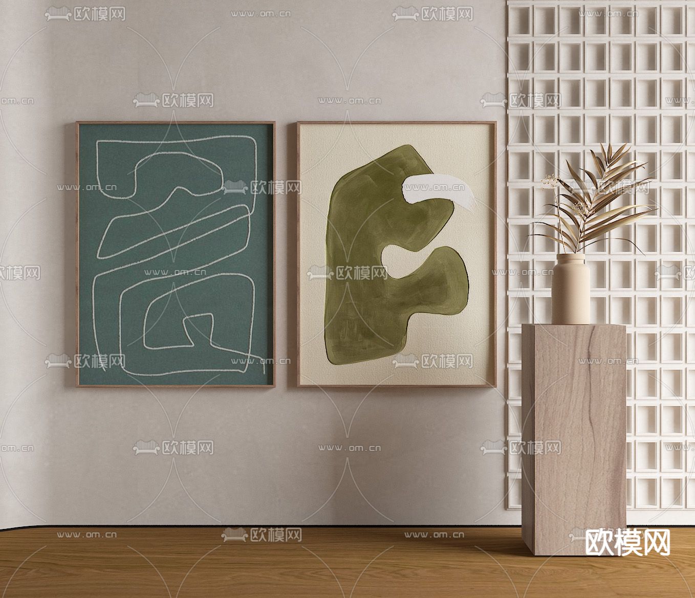 现代装饰画 挂画3d模型下载