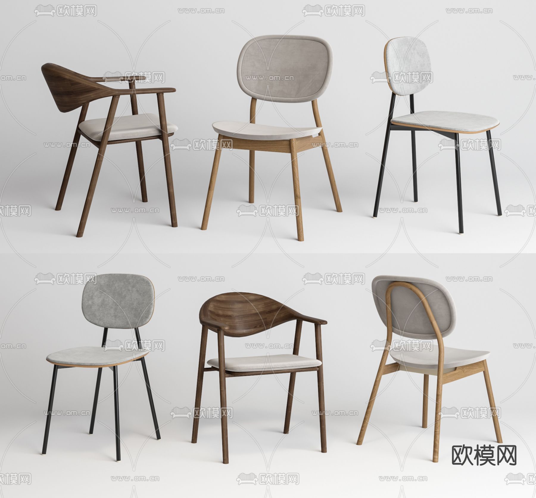 北欧单椅子 餐椅3d模型下载