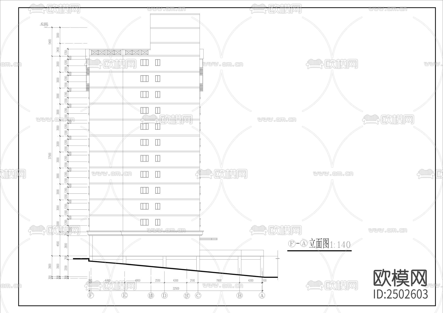 12层学生宿舍建筑CAD施工图下载（渲染图5）