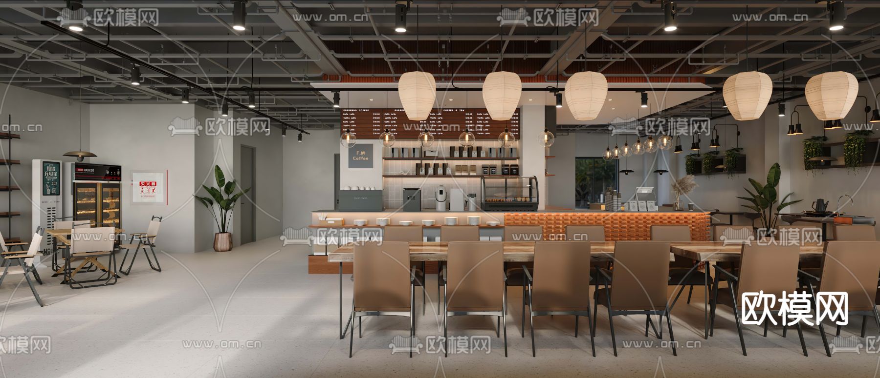 工业风奶茶店3d模型下载（渲染图2）