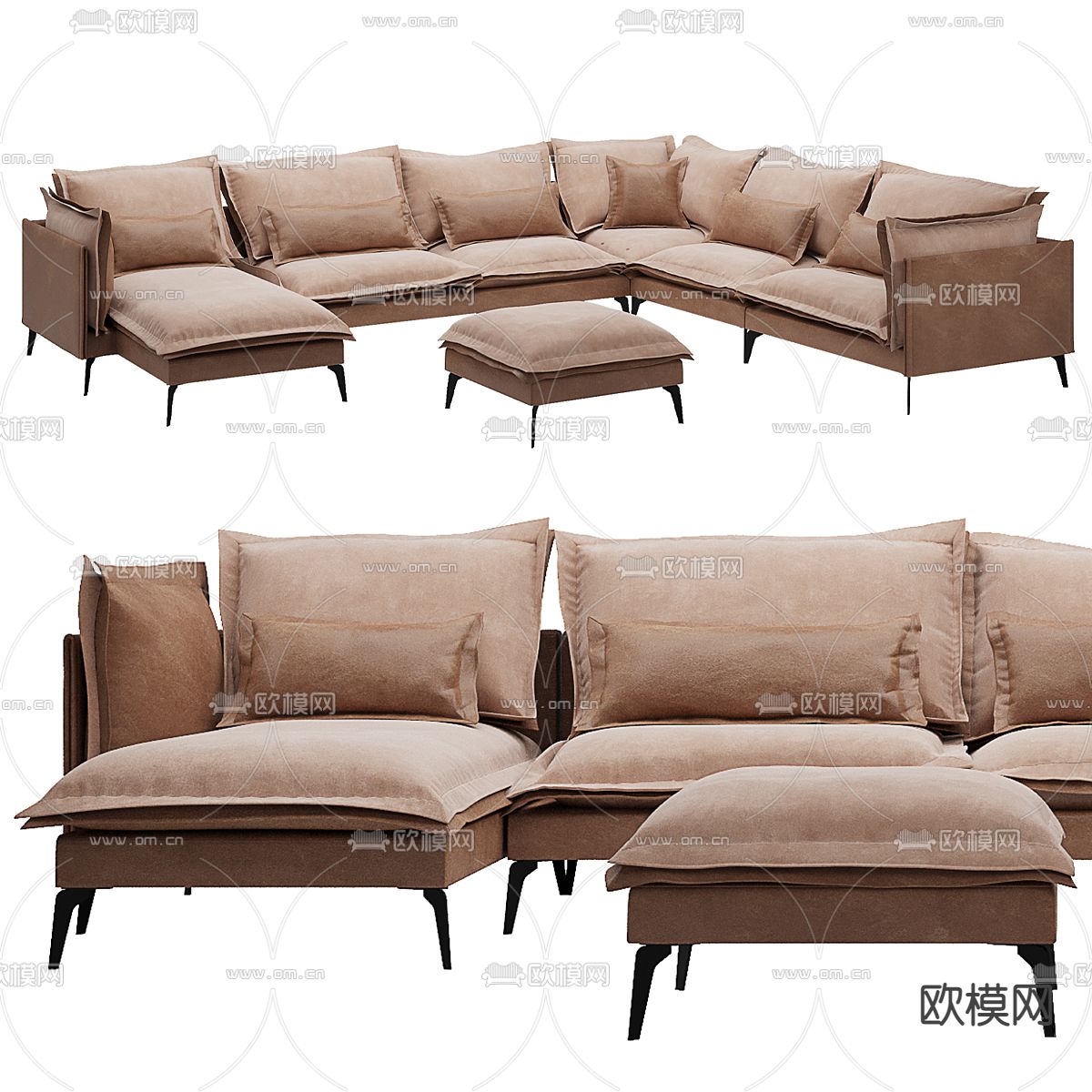 现代转角沙发 多人沙发3d模型下载