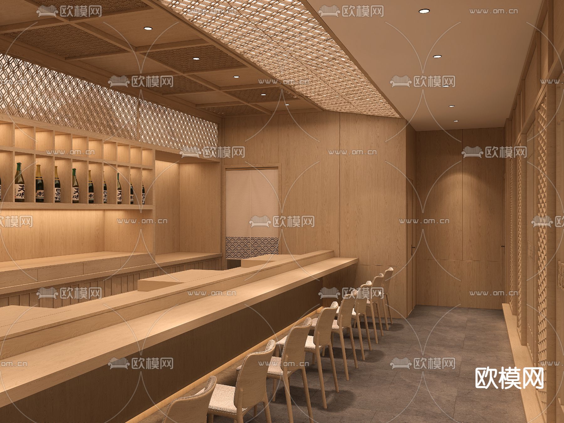 日式料理店3D模型下载（渲染图2）