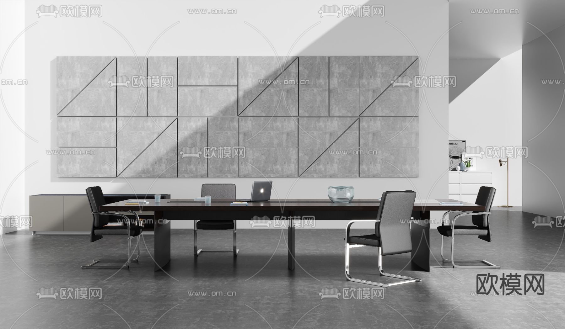 现代会议桌 会议台3d模型下载