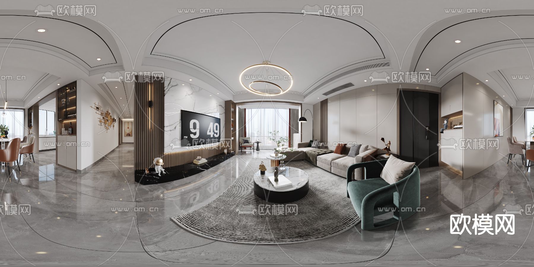 现代客餐厅vr全景3d模型下载_ID13005405_3dmax免费模型-欧模网