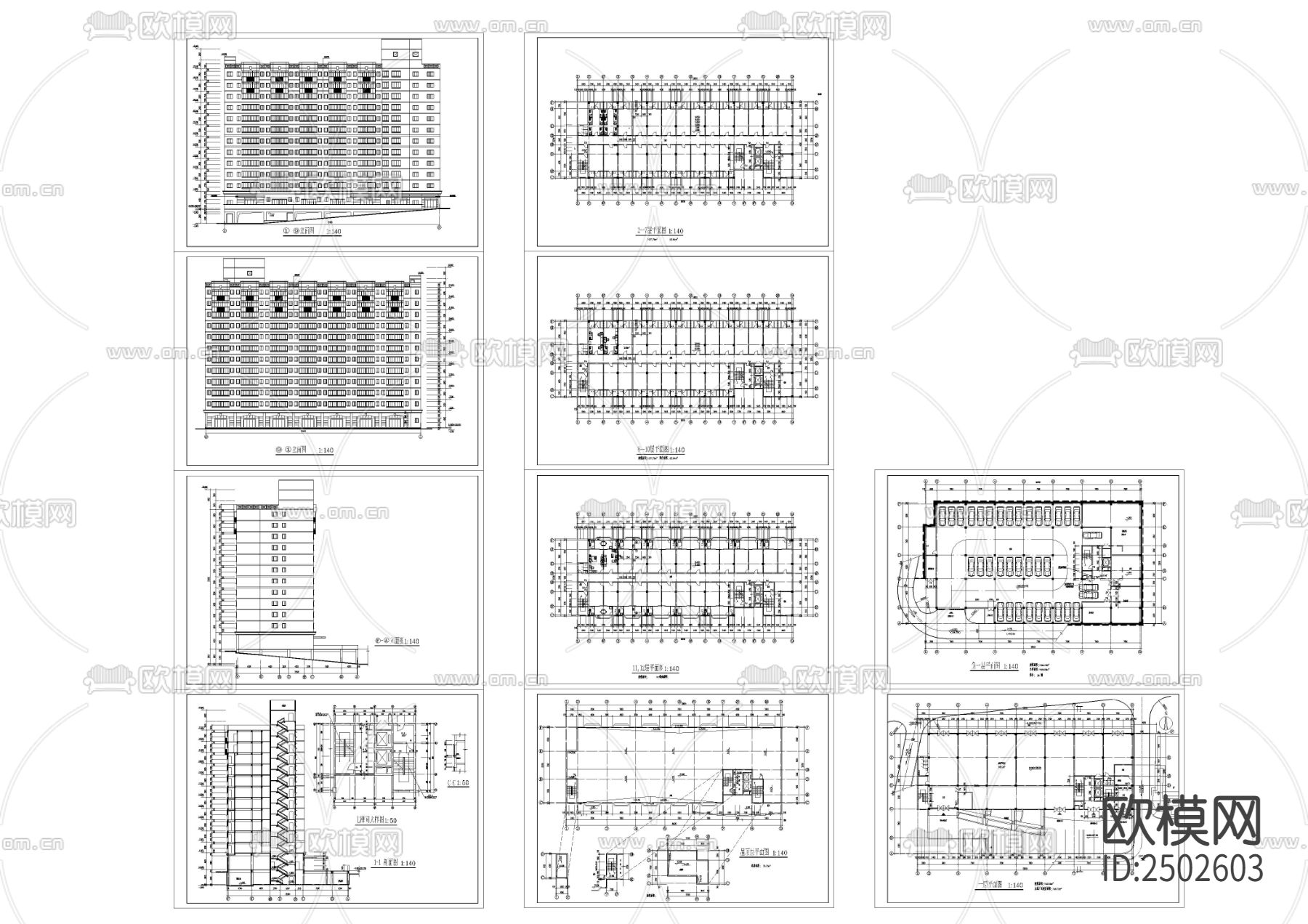 12层学生宿舍建筑CAD施工图下载（渲染图1）