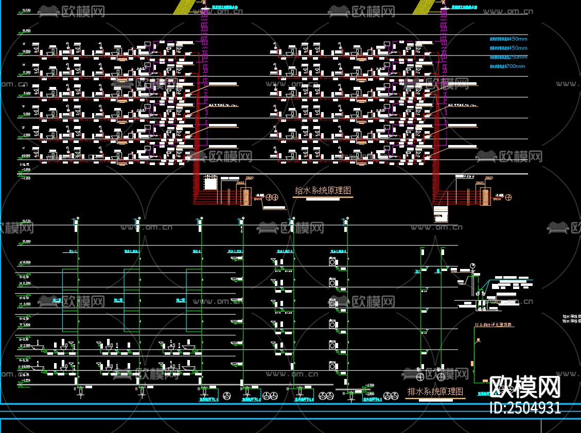 泗洪县江南国际花园17号楼给排水CAD施工图下载（渲染图4）