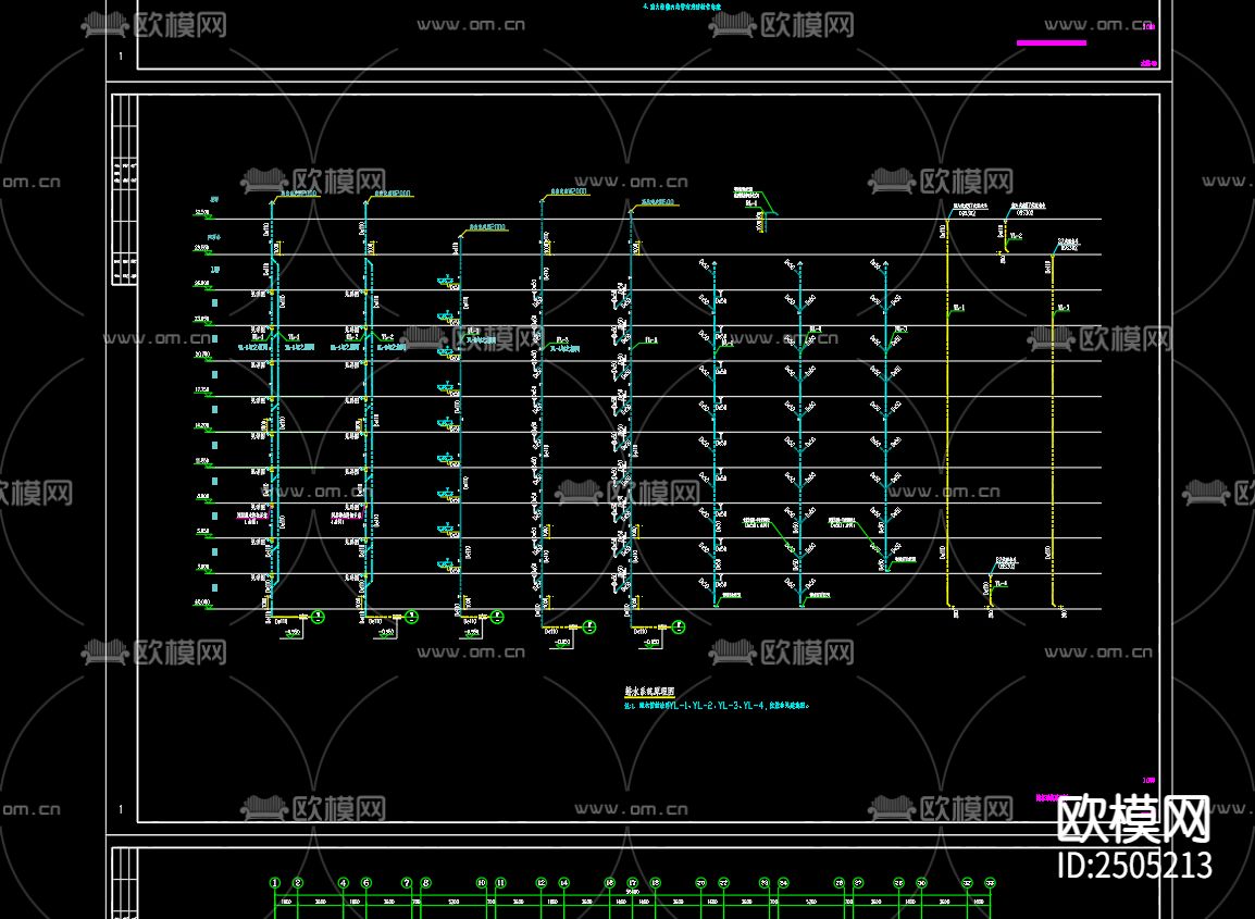 观澜府18号楼给排水及水灭火系统设计CAD施工图下载（渲染图3）