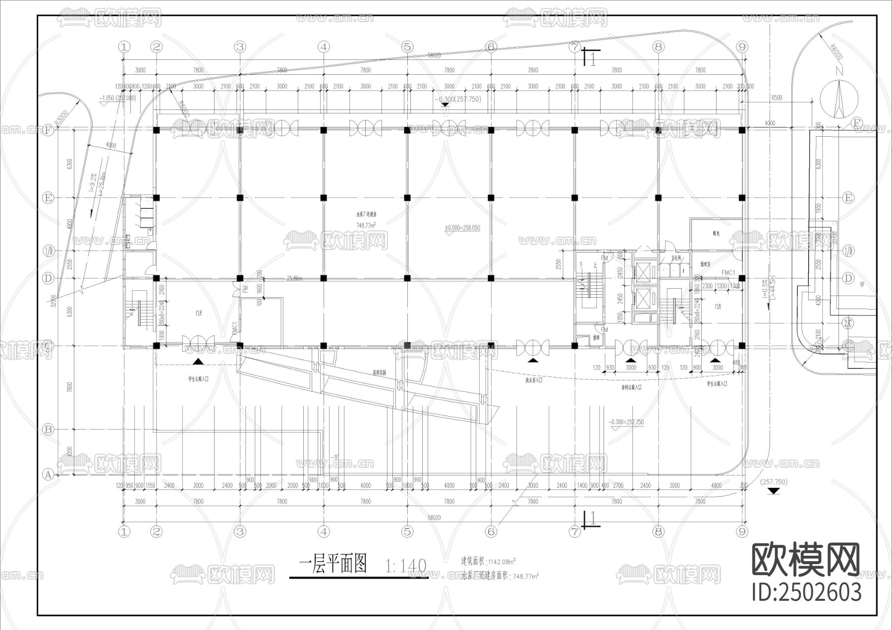 12层学生宿舍建筑CAD施工图下载（渲染图2）