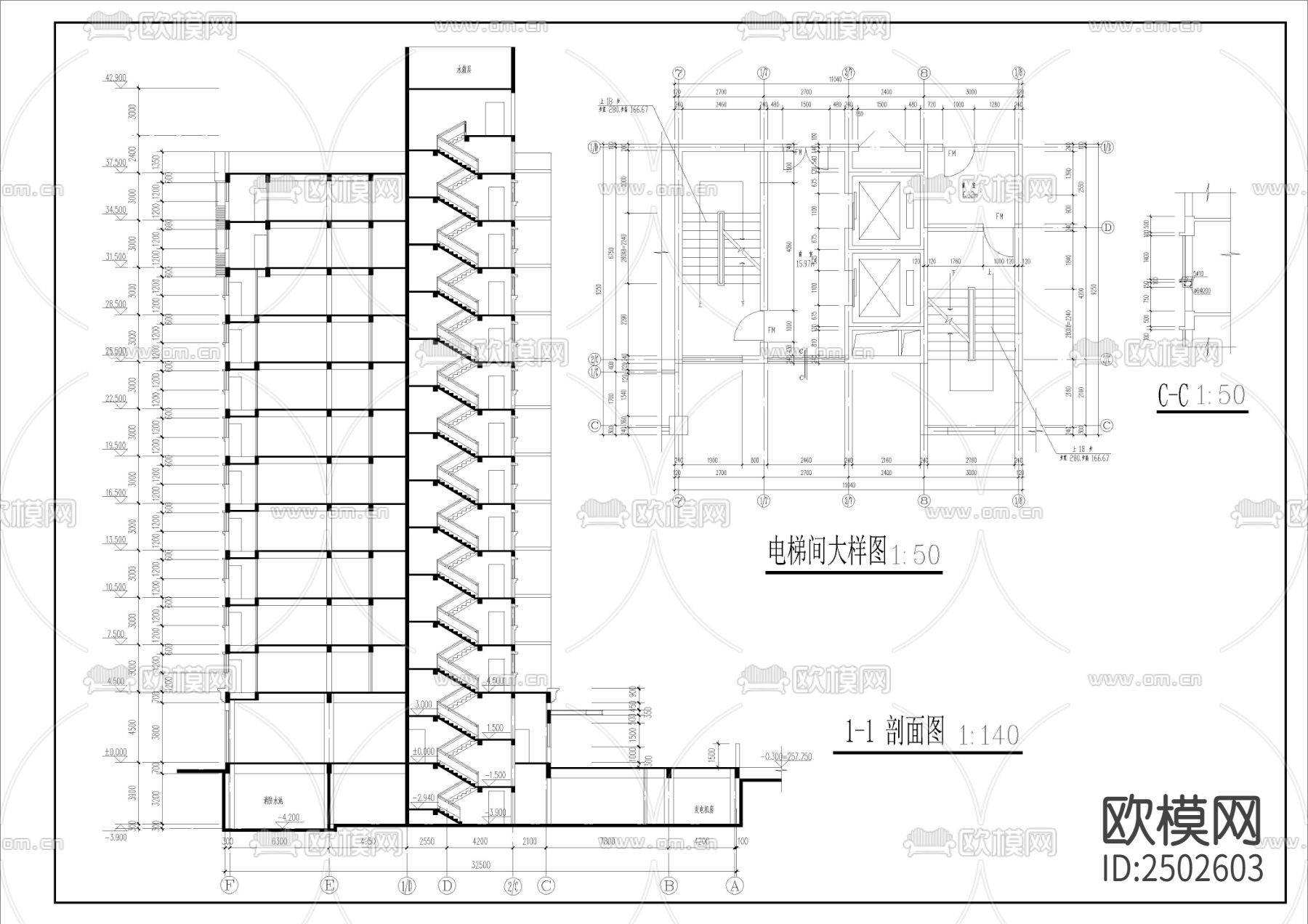 12层学生宿舍建筑CAD施工图下载（渲染图7）