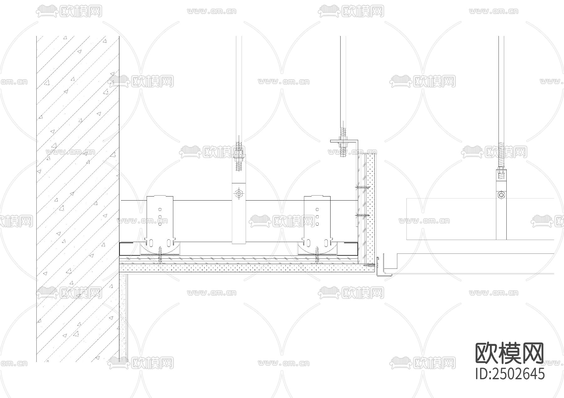 石膏板和铝扣板收口CAD施工图下载