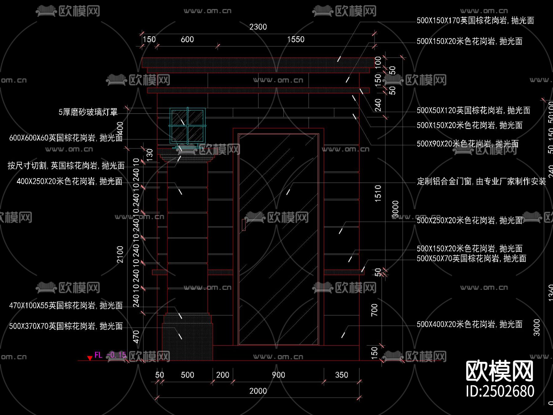 欧式门卫房CAD施工图下载（渲染图2）