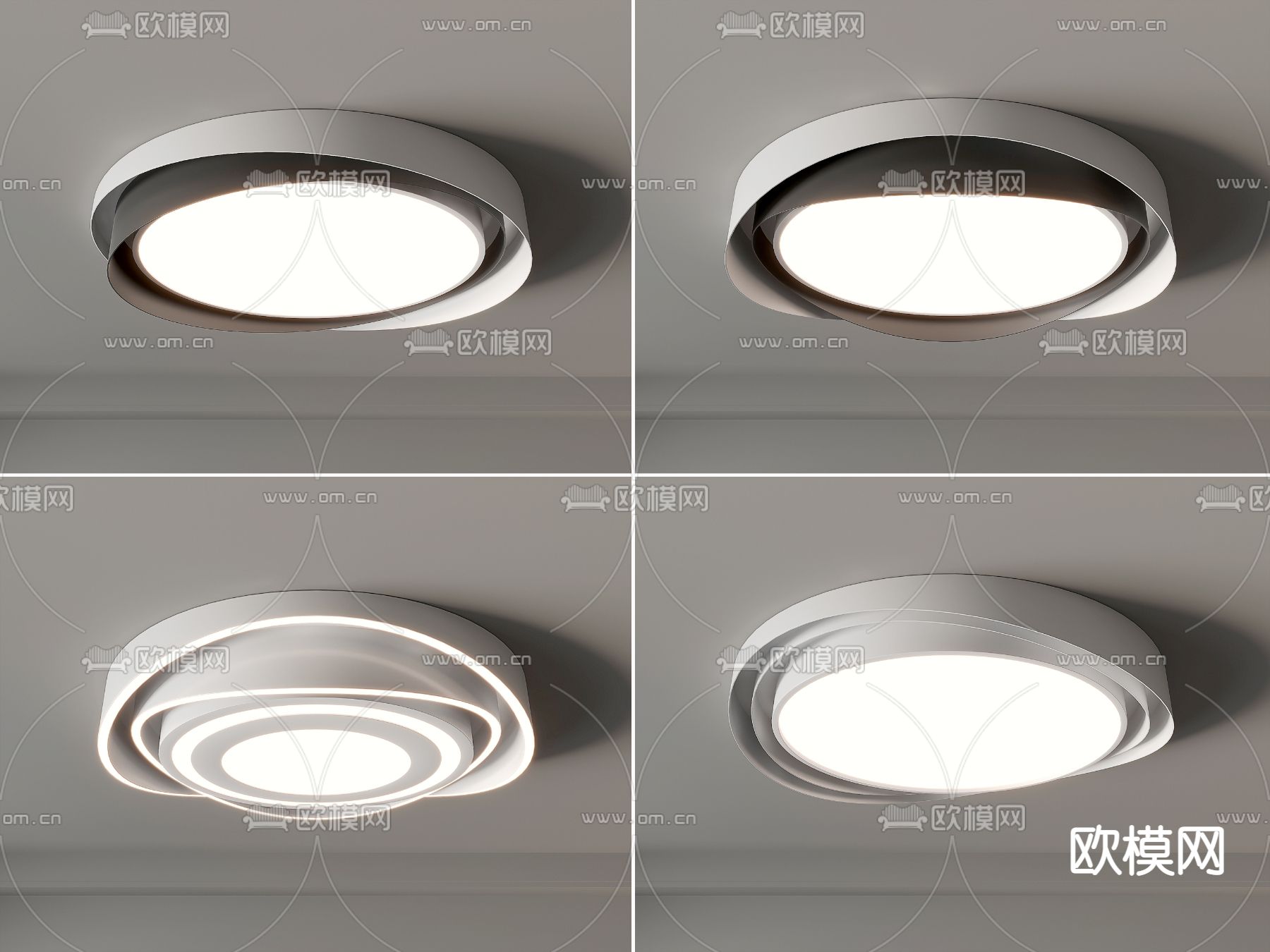 圆形吸顶灯3d模型下载（渲染图1）