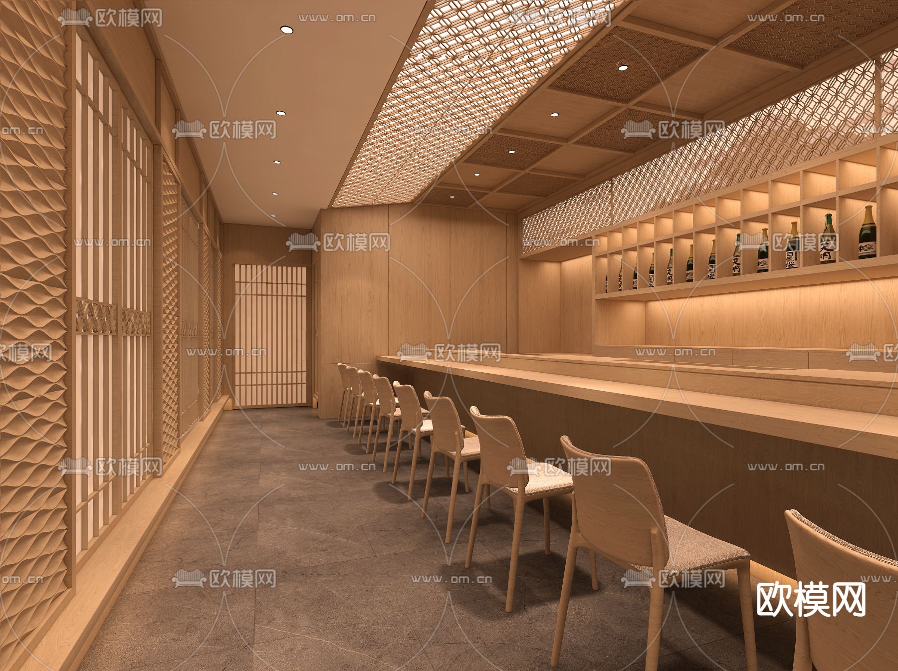 日式料理店3D模型下载（渲染图3）