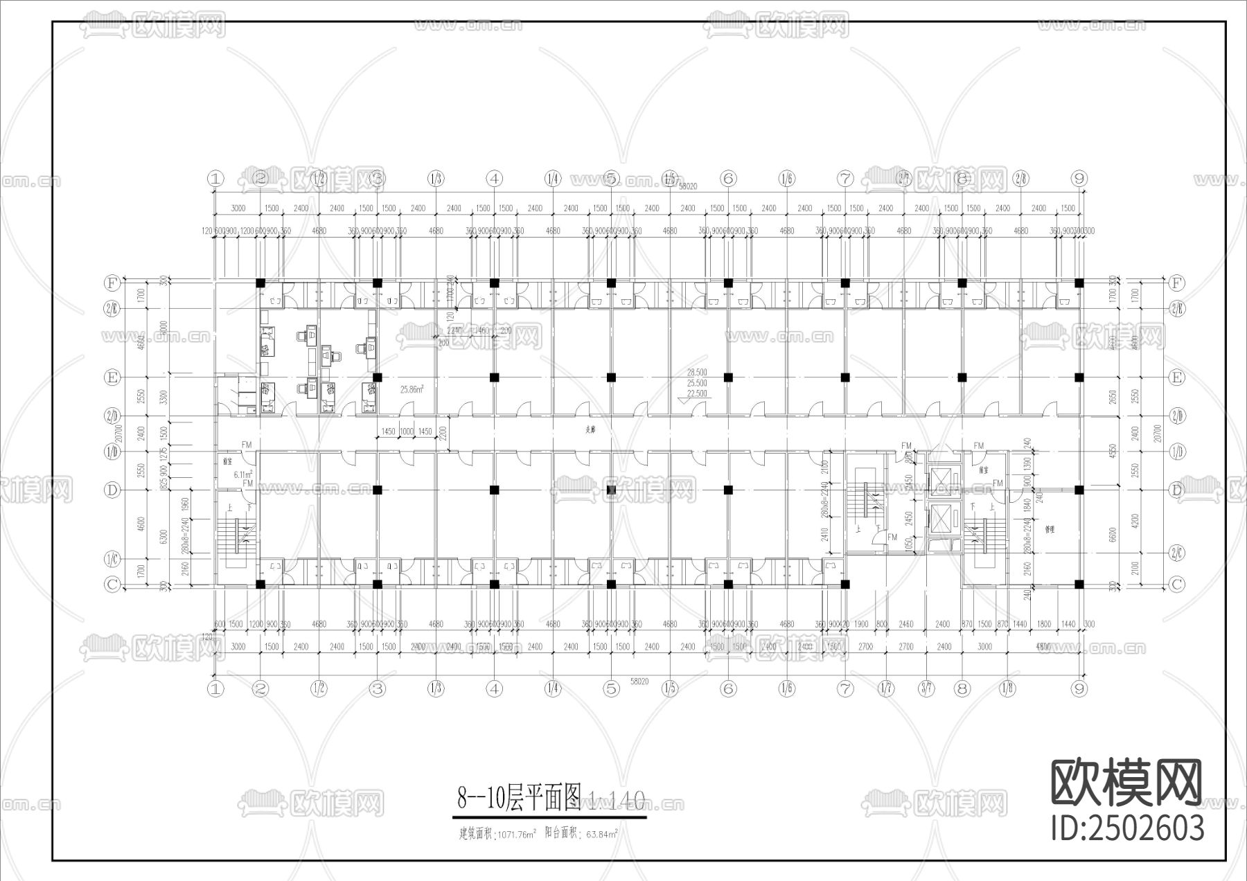 12层学生宿舍建筑CAD施工图下载（渲染图4）