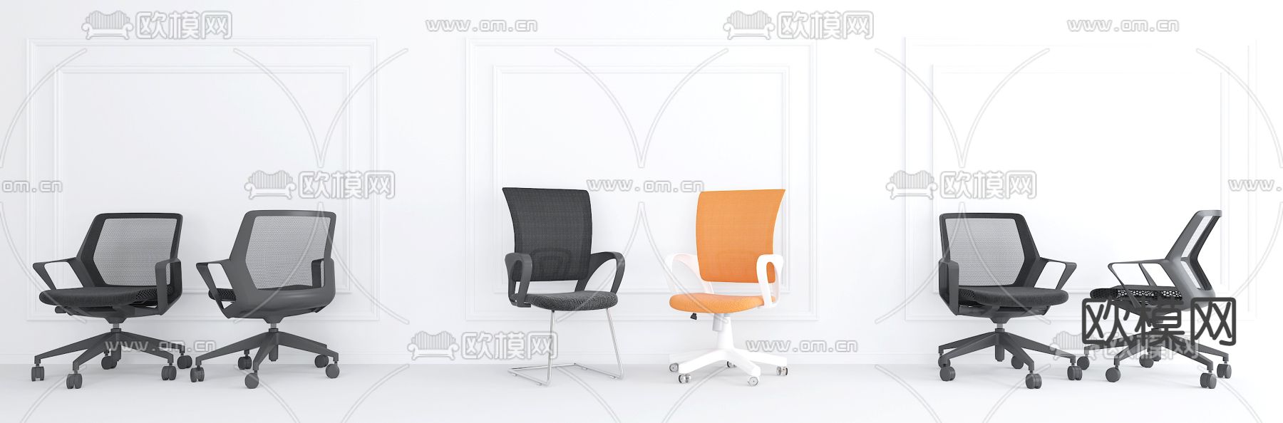 现代网布办公椅3d模型下载