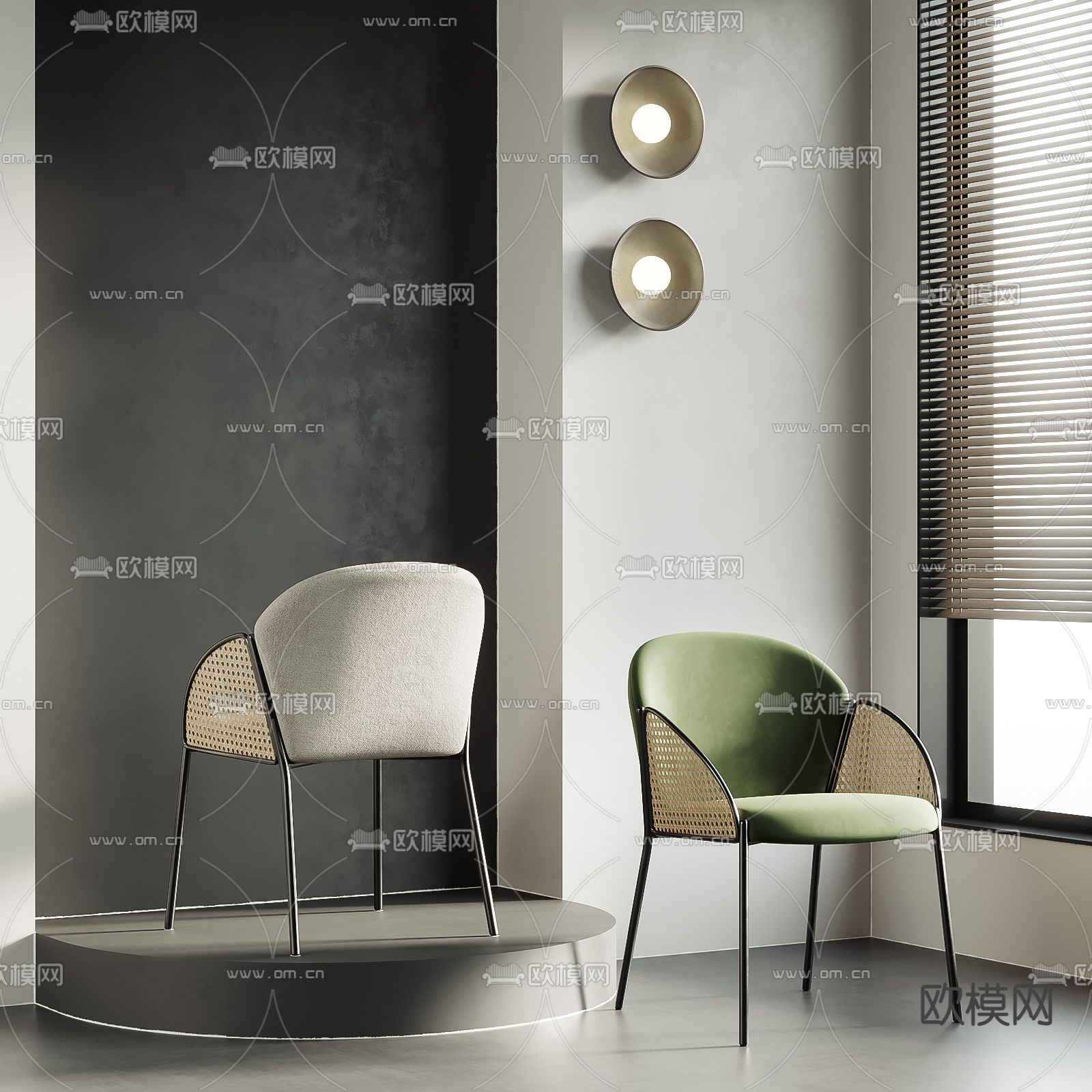 侘寂风单椅 餐椅3d模型下载