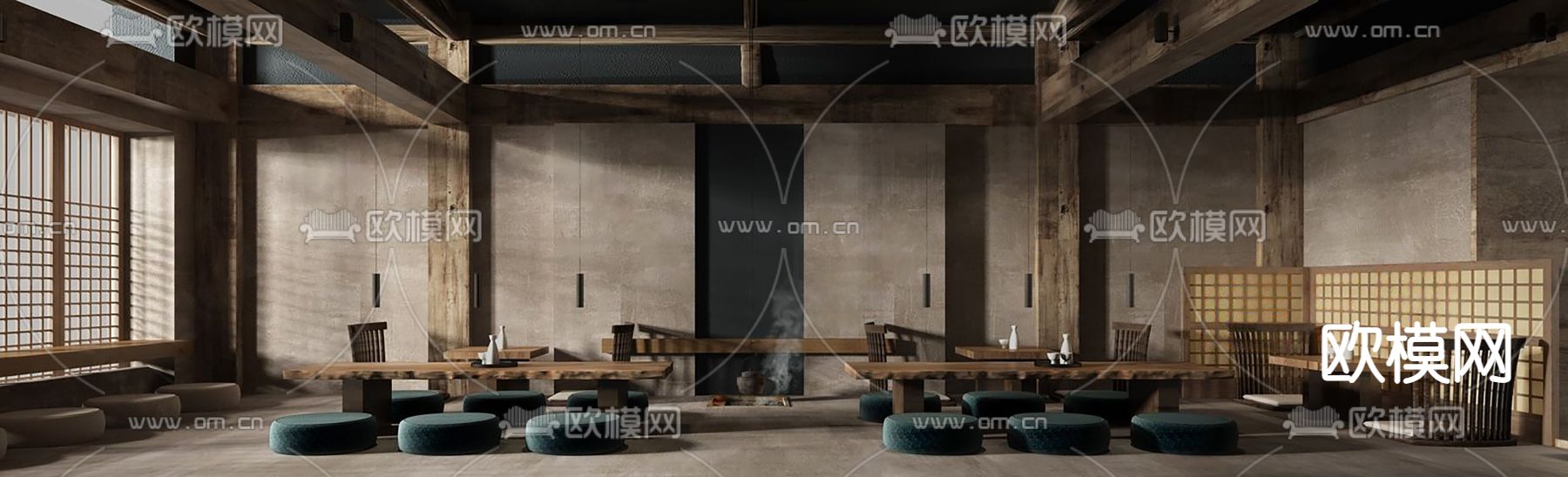 侘寂风茶馆 茶楼3d模型下载