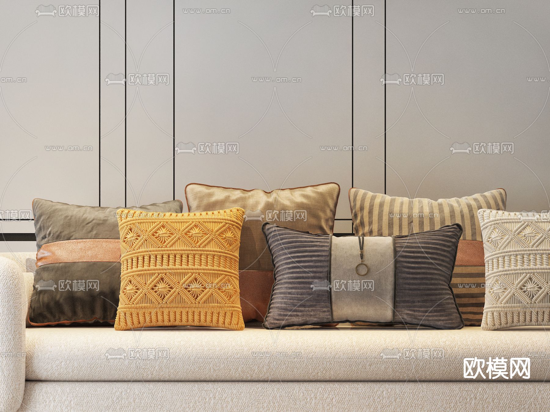 新中式抱枕 枕头 靠枕3d模型下载