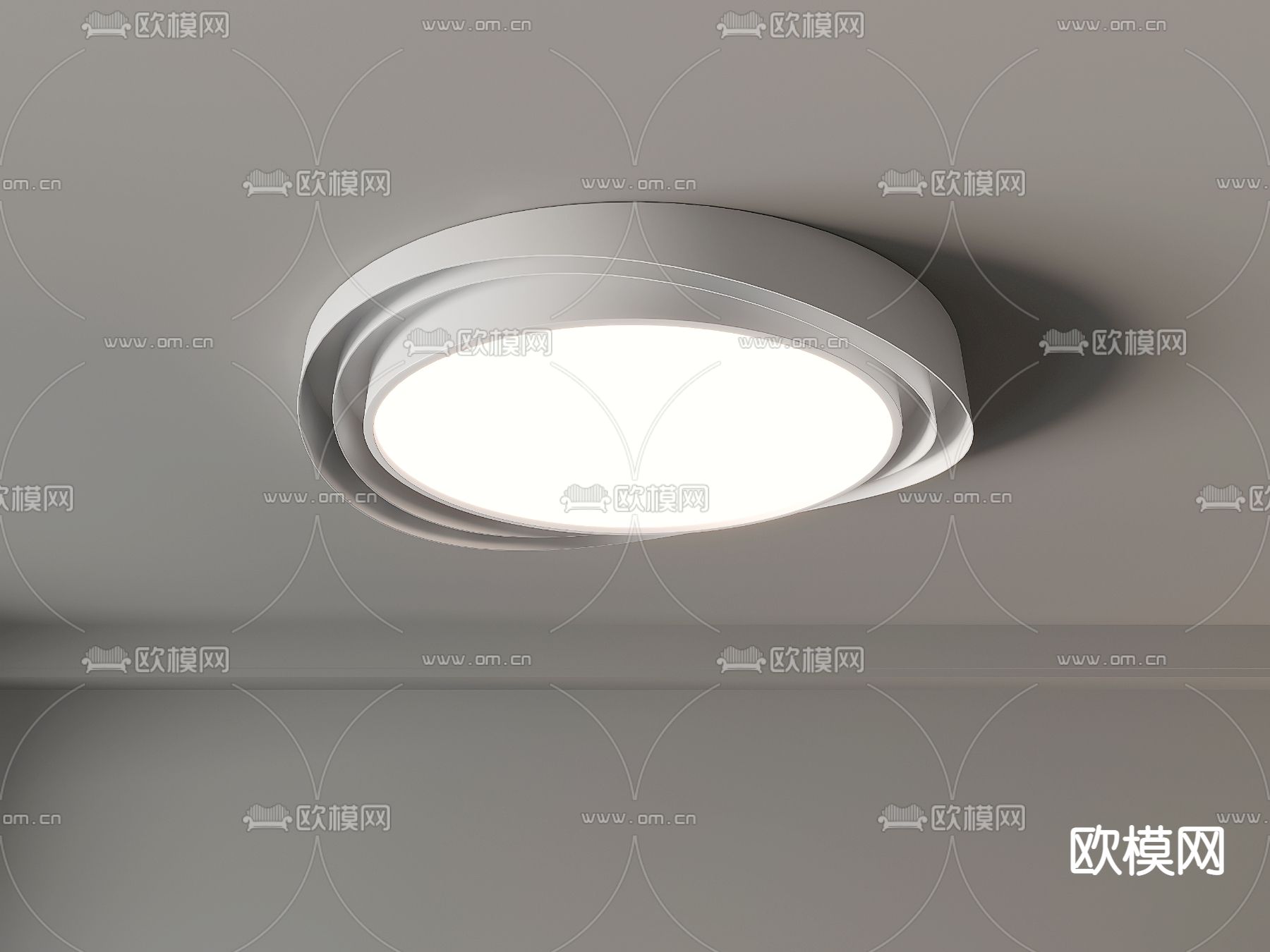 圆形吸顶灯3d模型下载（渲染图3）
