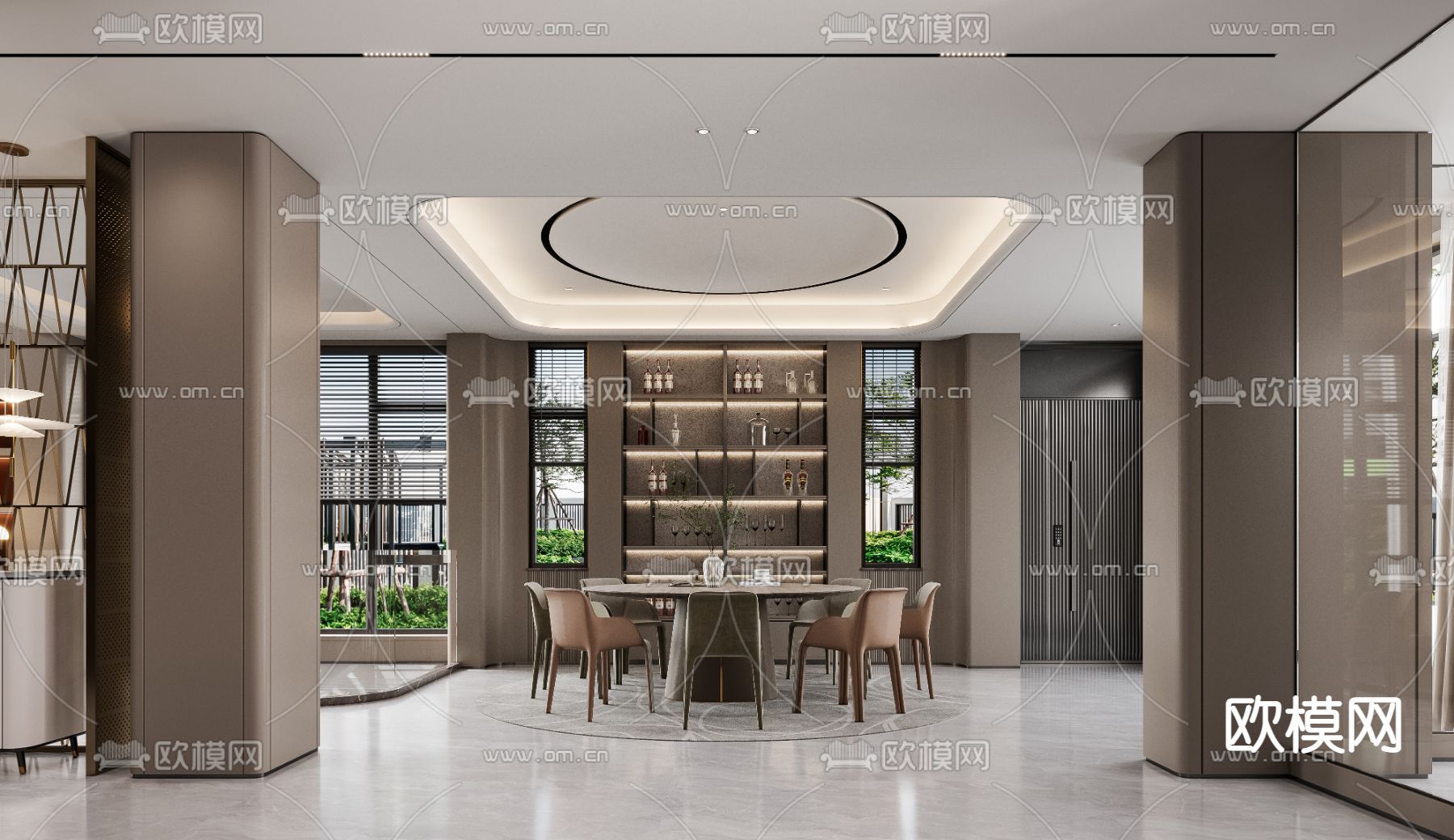 轻奢风别墅客厅 别墅大堂3d模型下载（渲染图3）