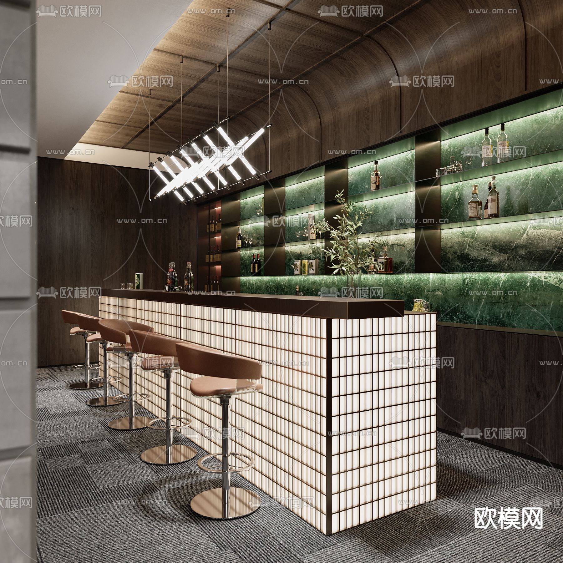 轻奢风台球馆 桌球馆3d模型下载（渲染图7）