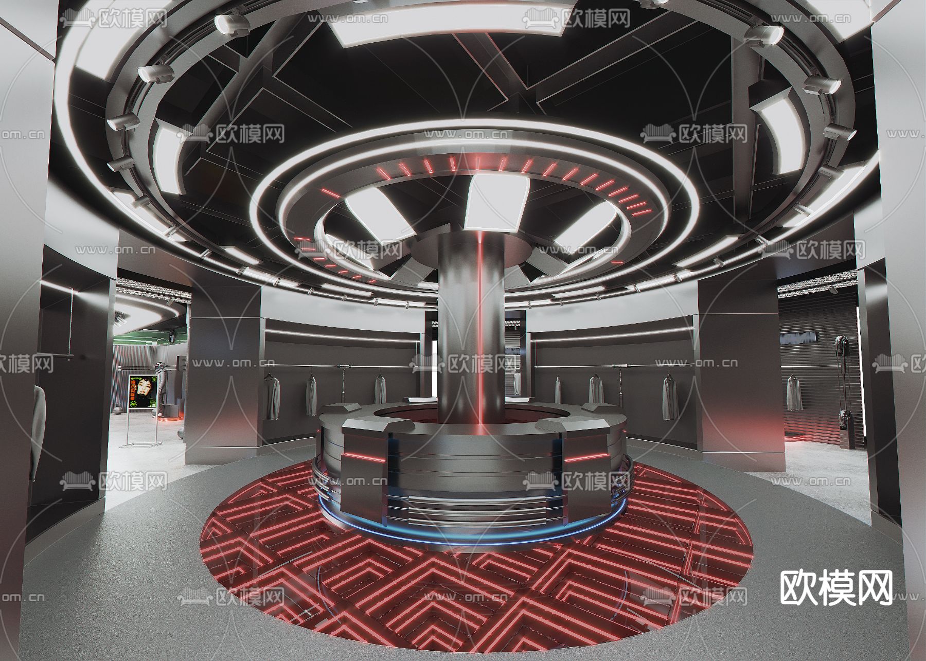 潮牌男装 服装店3d模型下载（渲染图1）