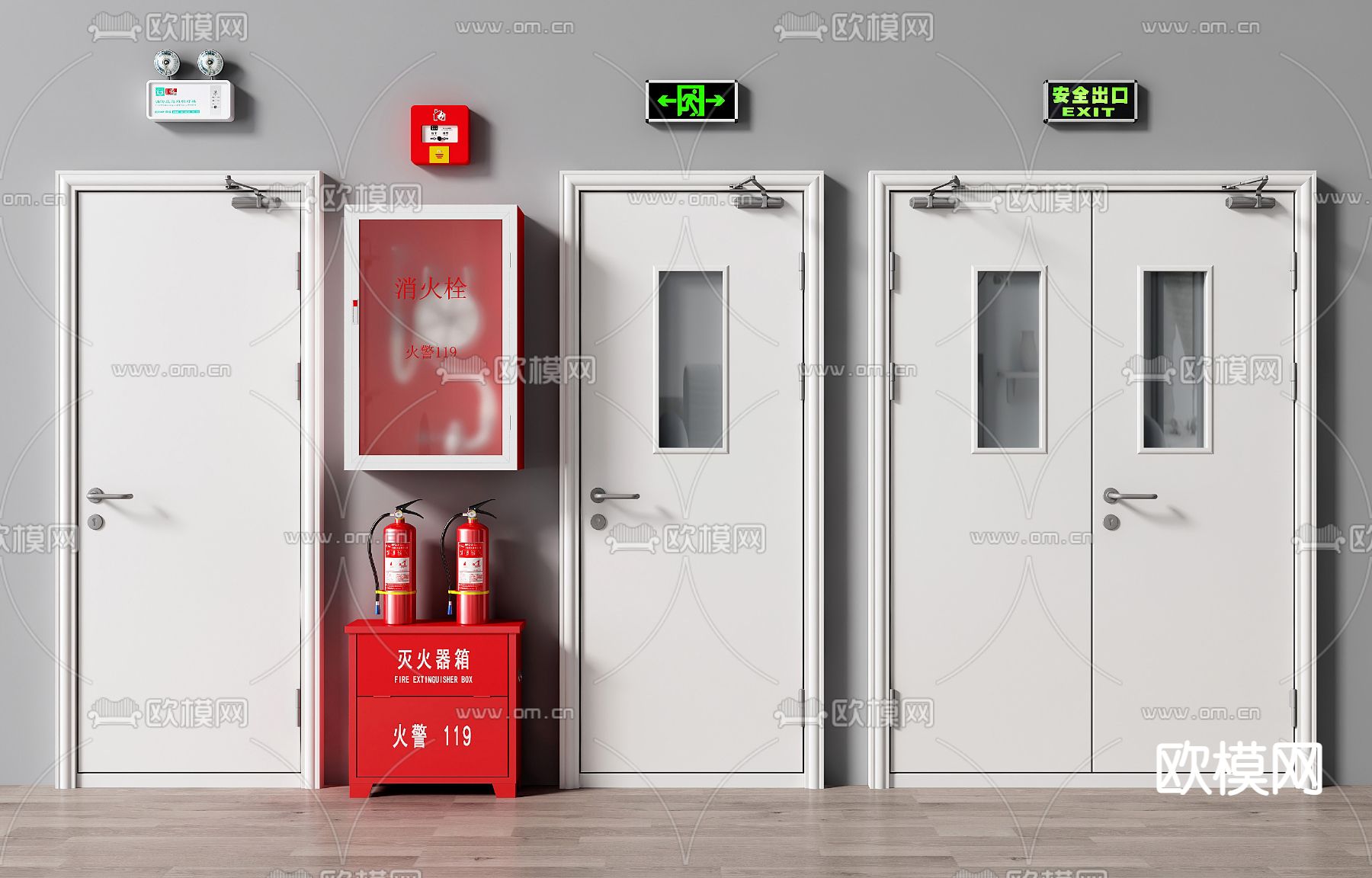 消防门 防火门 消防栓3d模型下载