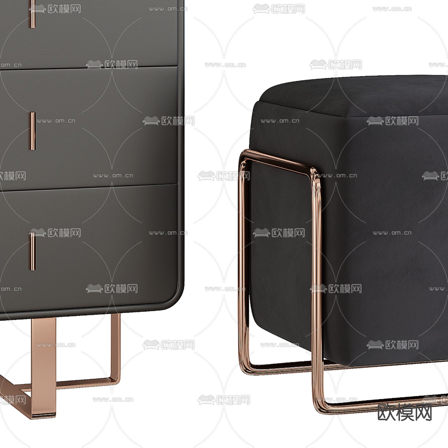 轻奢风梳妆台3d模型下载（渲染图3）