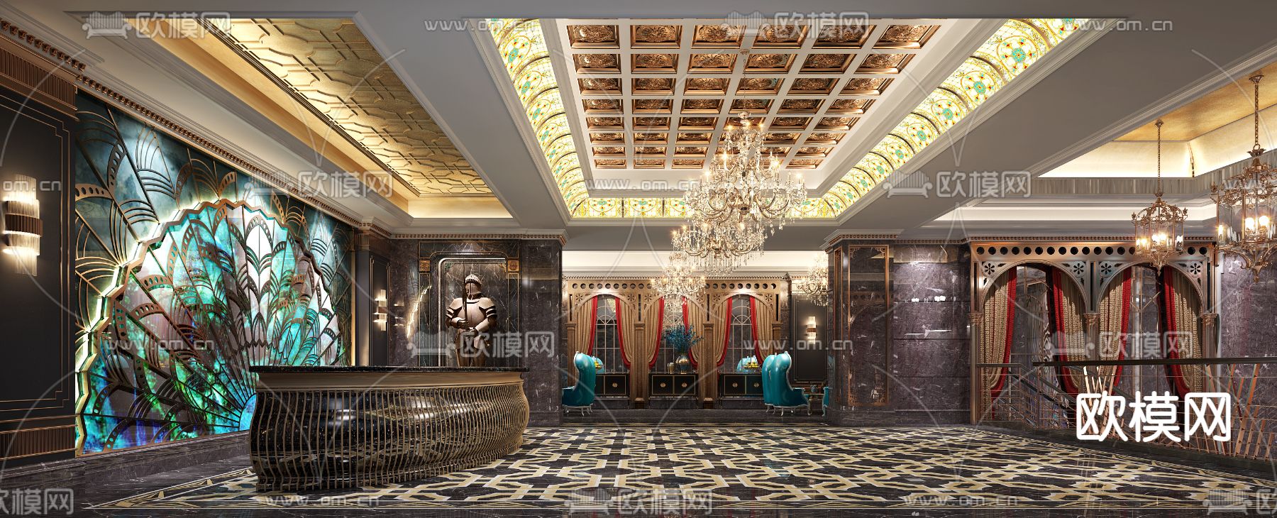 KTV大厅 前台接待3d模型下载