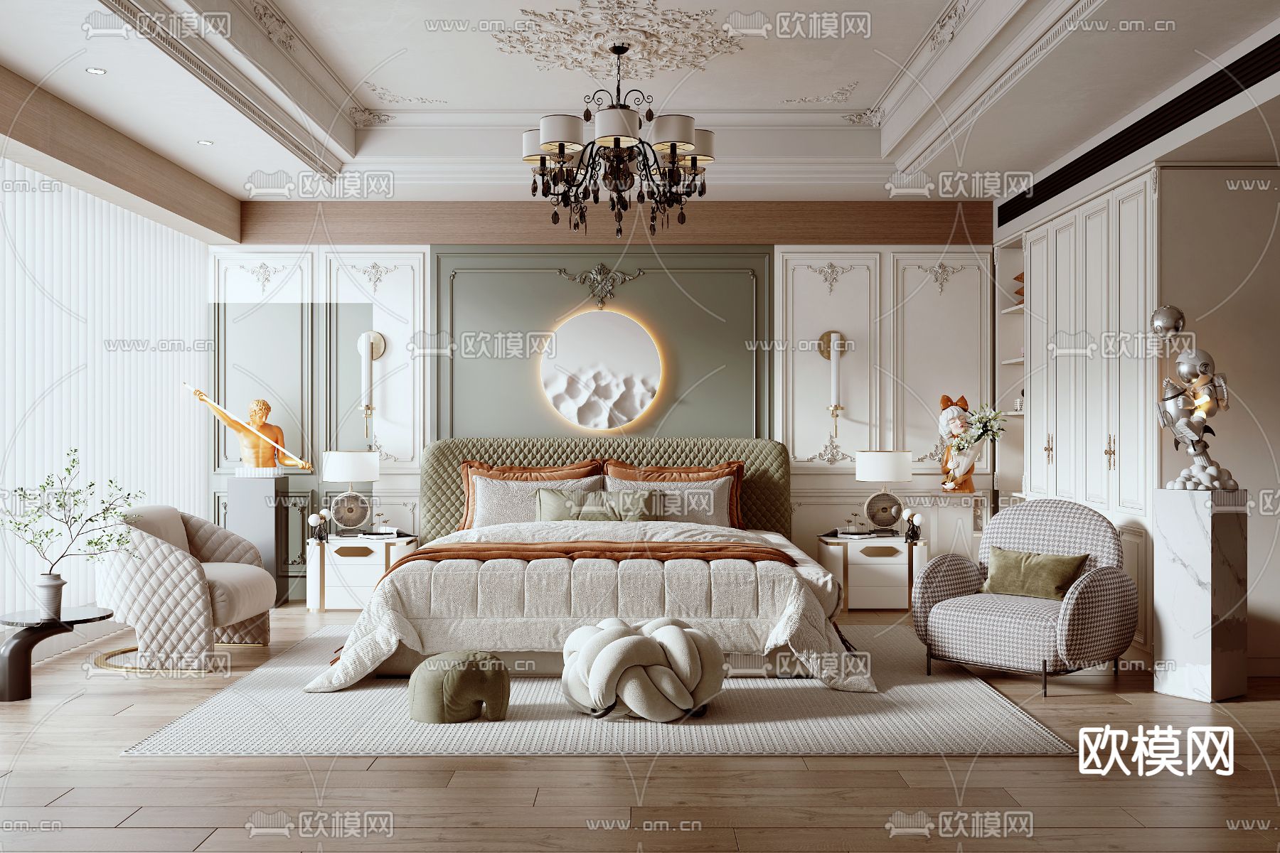 法式卧室 主人房3d模型下载