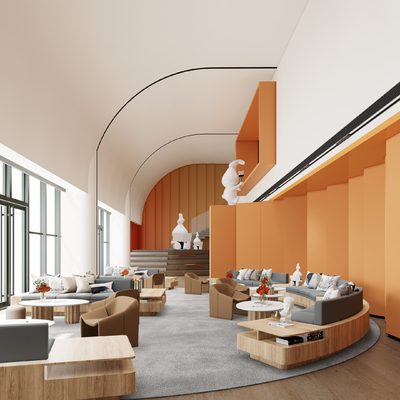  现代售楼部 洽谈区su模型 