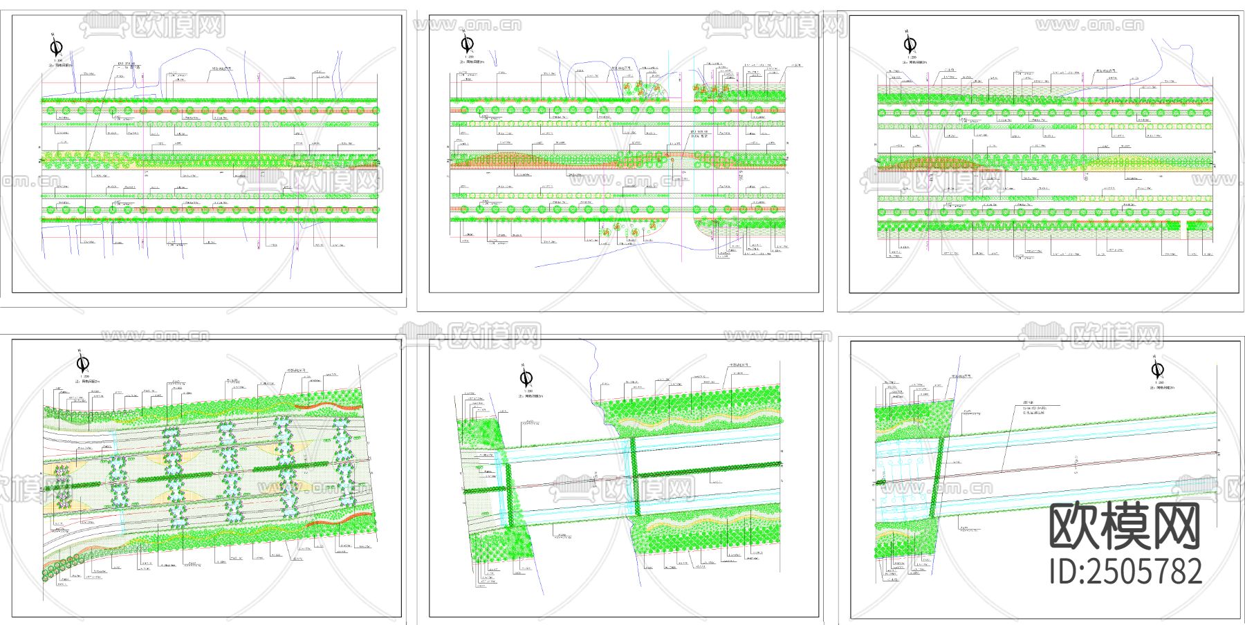 道路绿化CAD施工图下载（渲染图2）