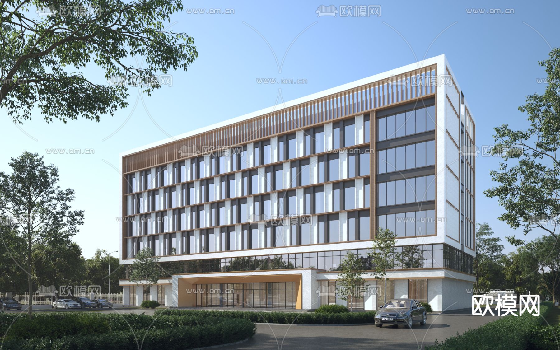 多层办公楼建筑外观3d模型下载
