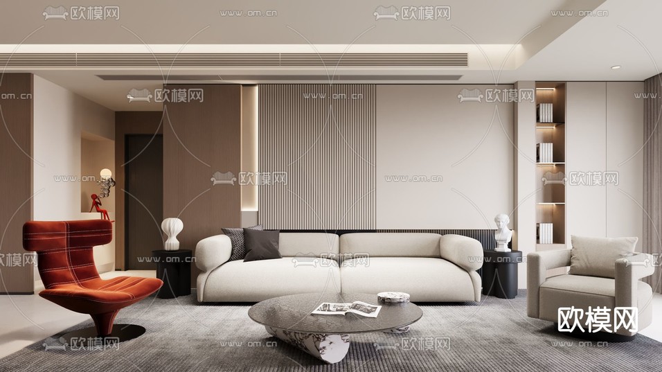 现代客厅3d模型下载(渲染图1)