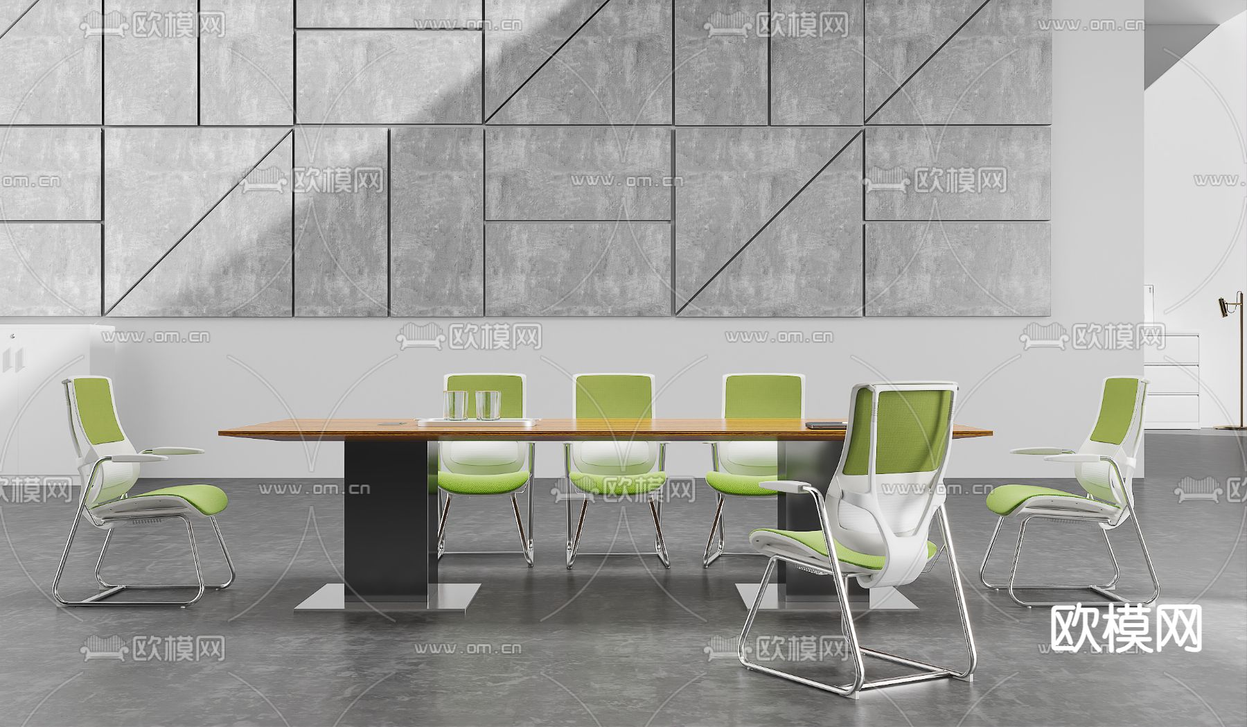 现代会议台 会议桌椅3d模型下载