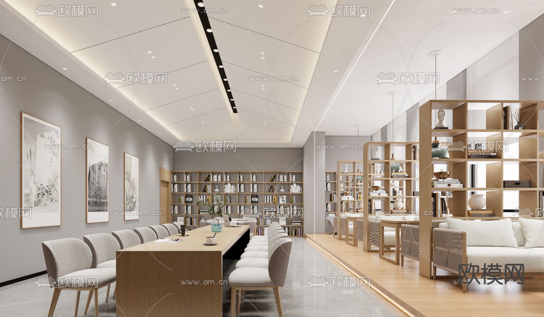 现代图书馆免费3d模型下载