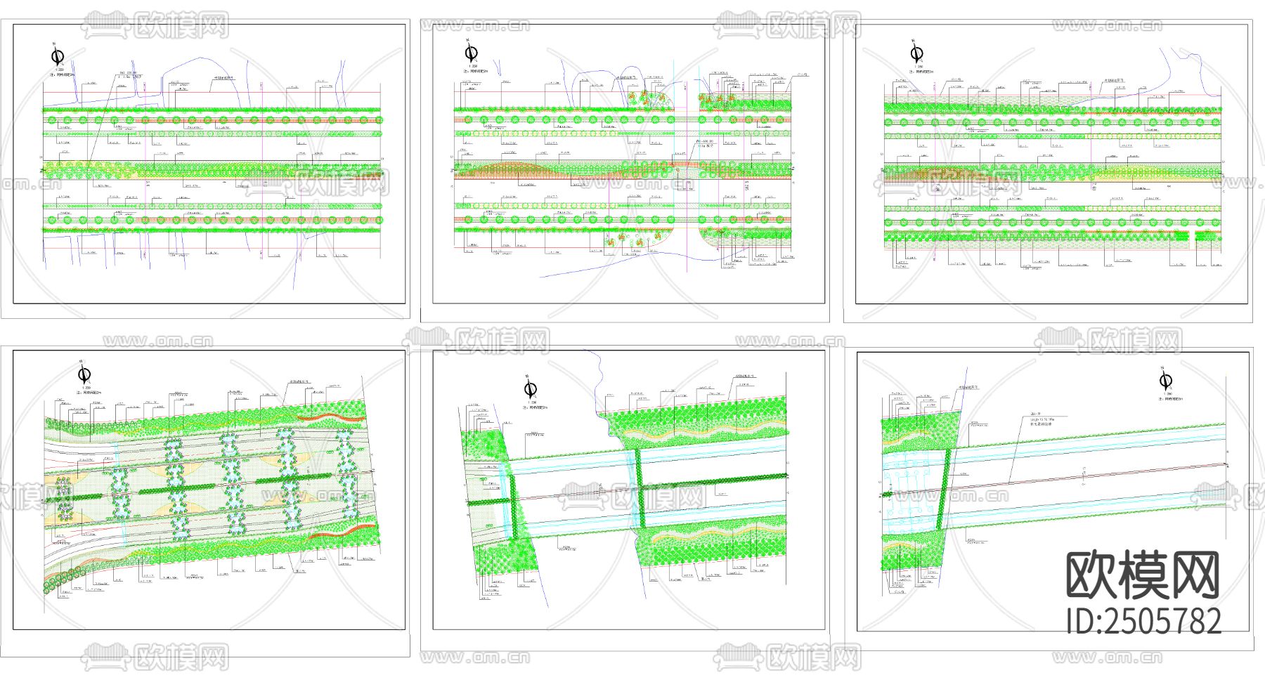 道路绿化CAD施工图下载（渲染图3）