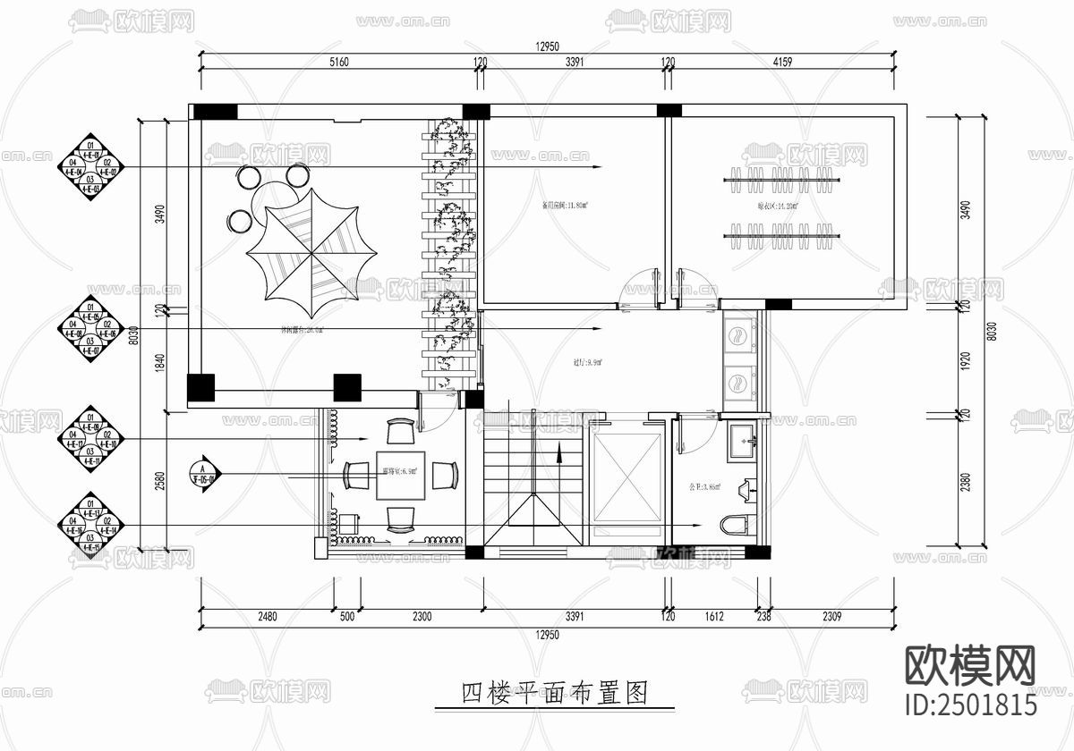 五层别墅室内CAD施工图下载（渲染图8）