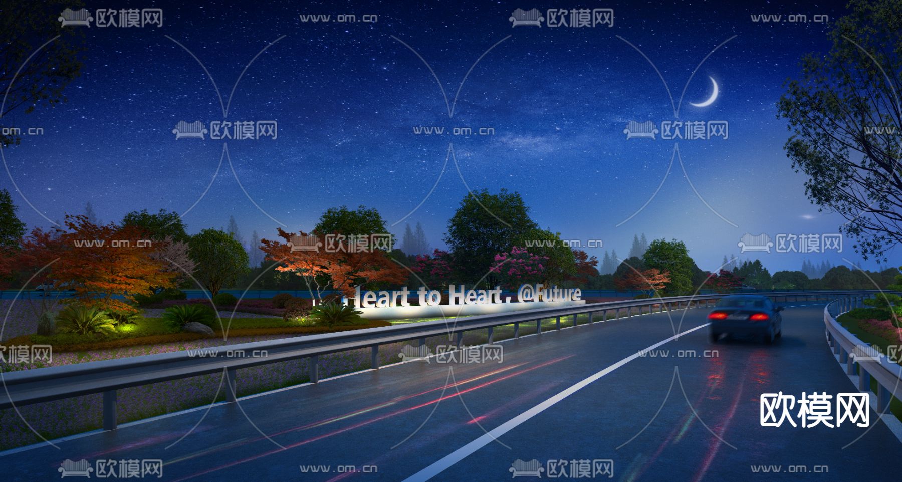 城市公路夜景psd下载