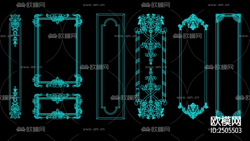 210款法式雕花板CAD图库下载（渲染图5）