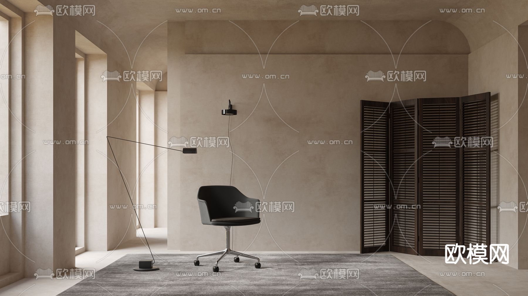 侘寂办公椅3d模型下载