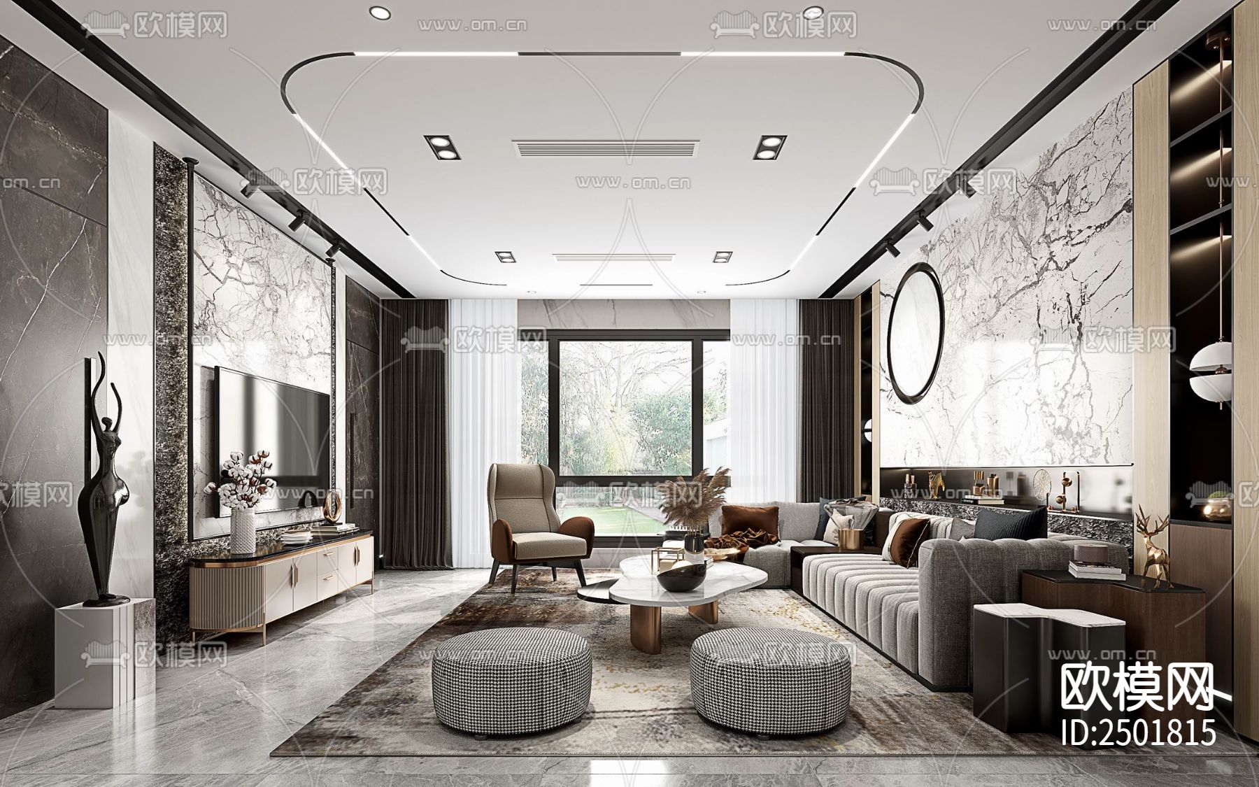 五层别墅室内CAD施工图下载（渲染图3）