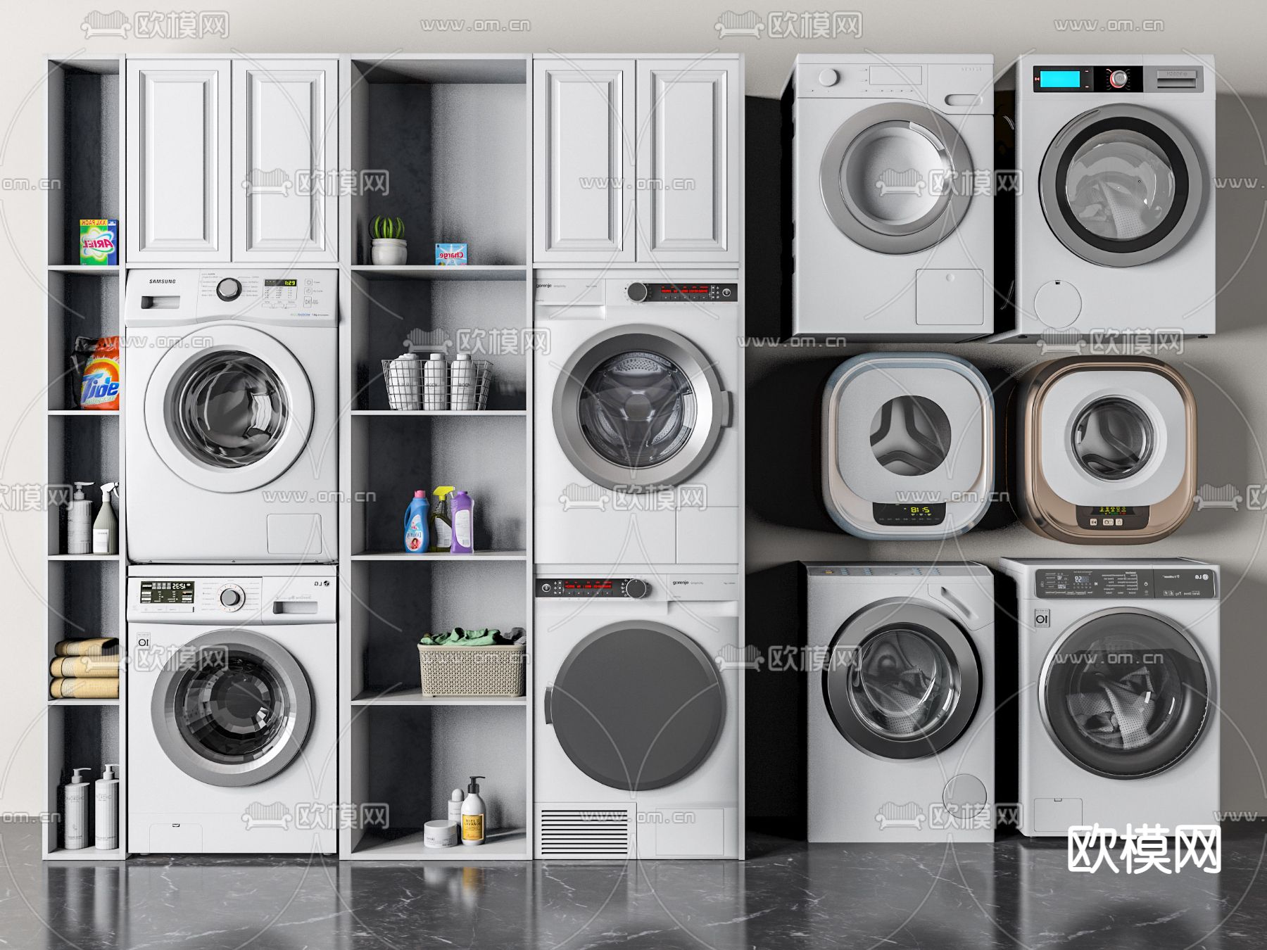 滚筒洗衣机 壁挂洗衣机 烘干机3d模型下载