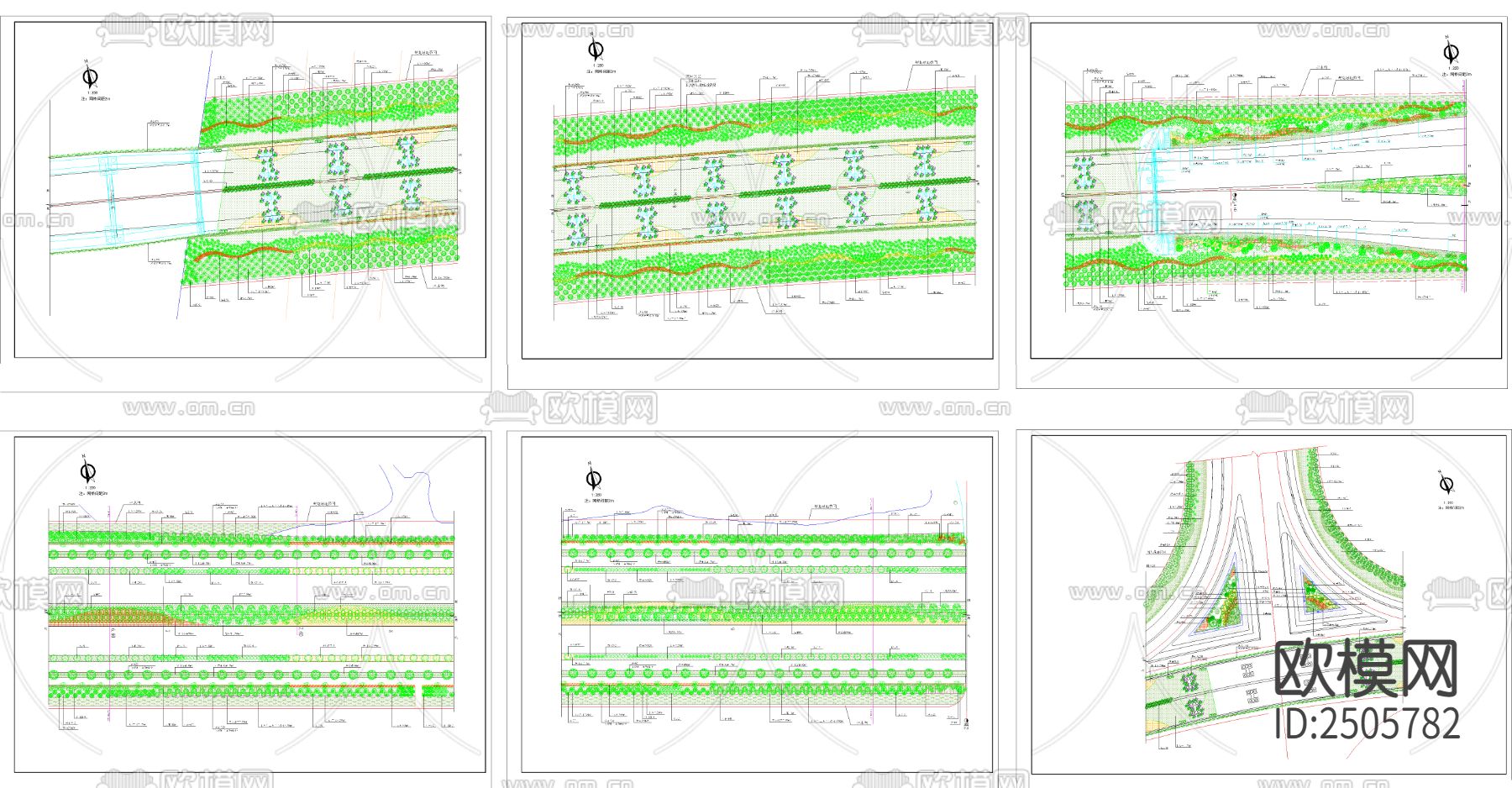 道路绿化CAD施工图下载（渲染图4）