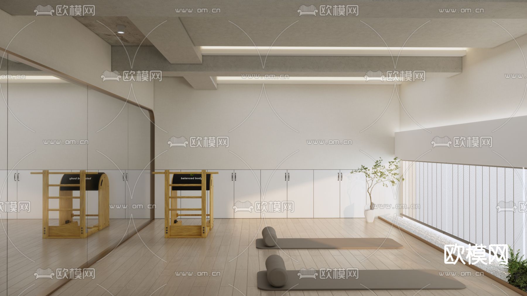 现代瑜伽馆su模型下载（渲染图1）
