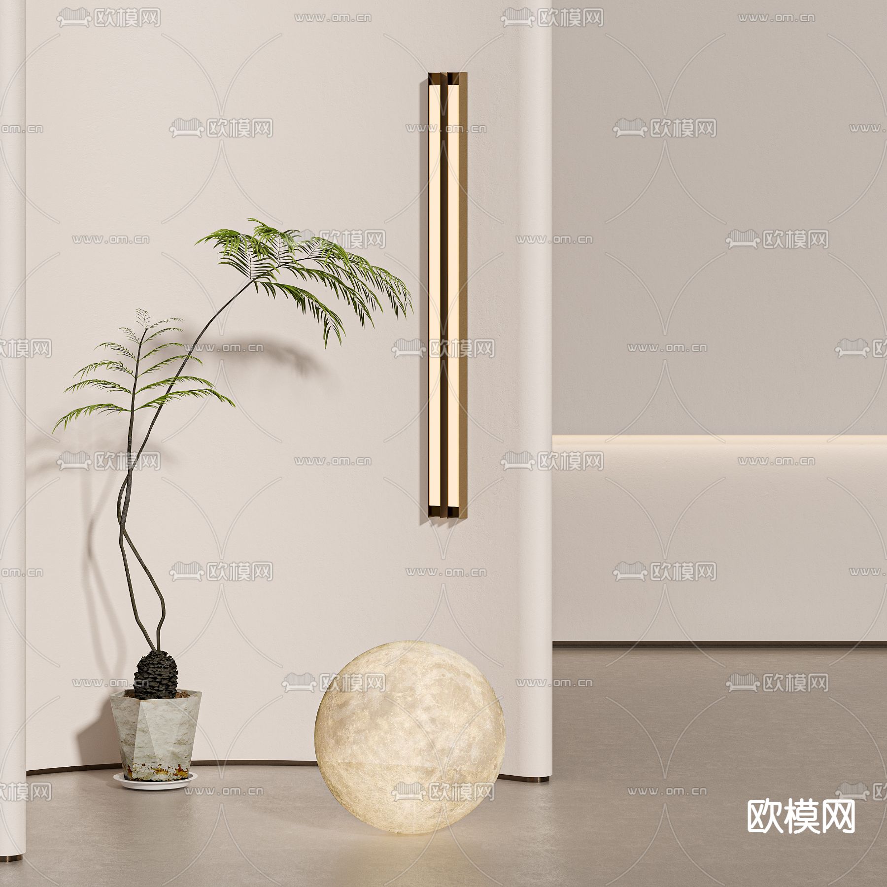 绿植盆栽 盆景 月球灯3d模型下载