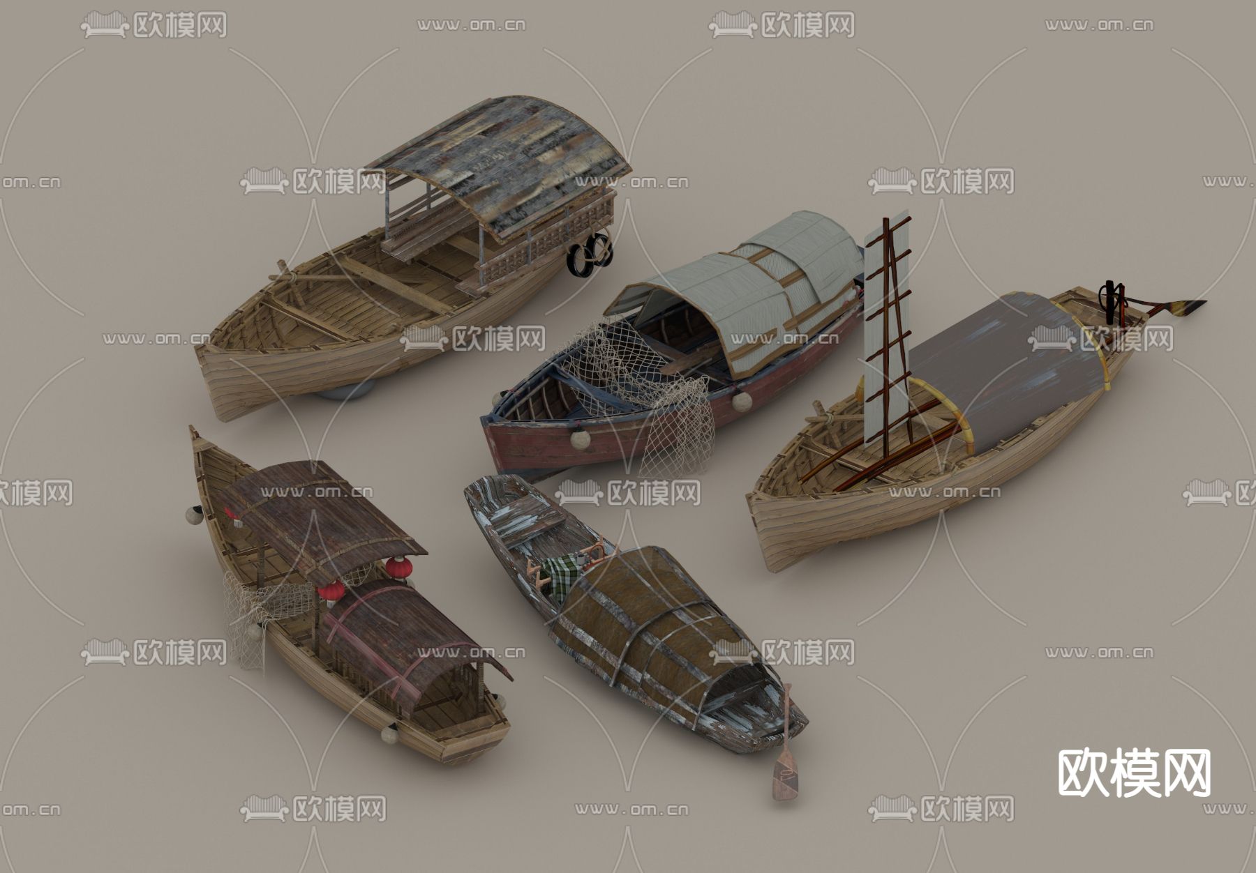 木船3d模型下载_ID13013558_3dmax免费模型-欧模网