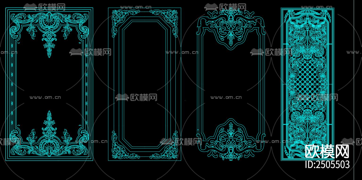 210款法式雕花板CAD图库下载（渲染图7）