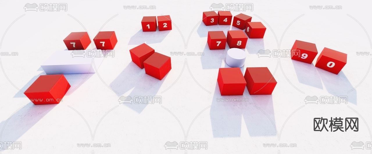 现代数字凳子 游乐设备免费3d模型下载