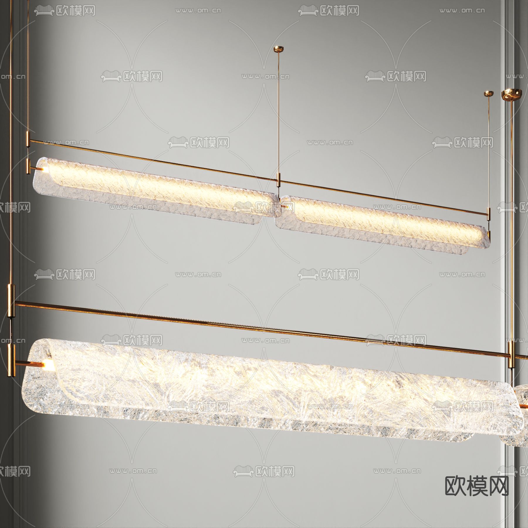 长吊灯 办公吊灯3d模型下载